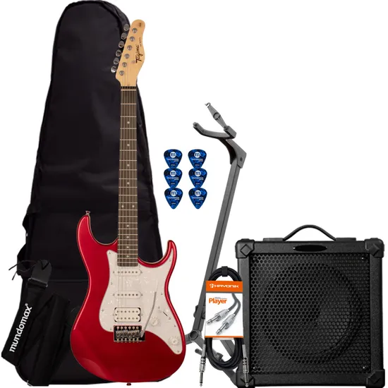 Kit Guitarra TAGIMA Woodstock TG-520 Candy Apple + Cubo + Acessórios por 1.574,00 à vista no boleto/pix ou parcele em até 12x sem juros. Compre na loja Mundomax!