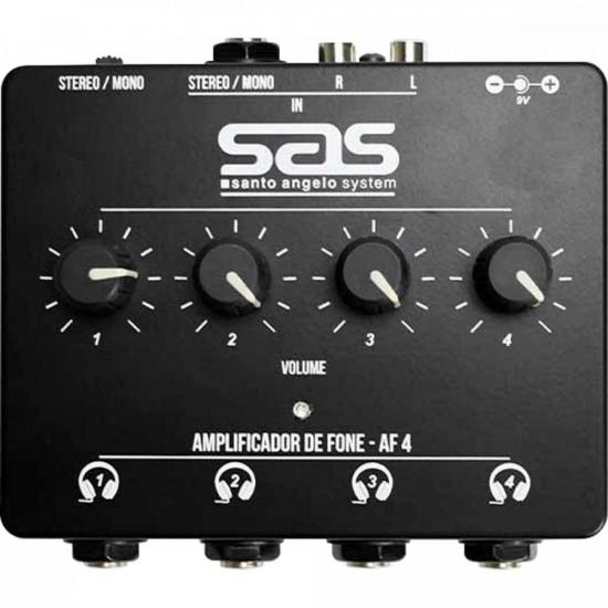 Amplificador p/ Fone 4 Canais AF4 Preto SANTO ANGELO por 320,90 à vista no boleto/pix ou parcele em até 10x sem juros. Compre na loja Mundomax!