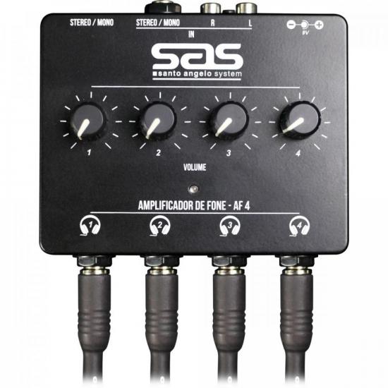 Amplificador p/ Fone 4 Canais AF4 Preto SANTO ANGELO por 320,90 à vista no boleto/pix ou parcele em até 10x sem juros. Compre na loja Mundomax!