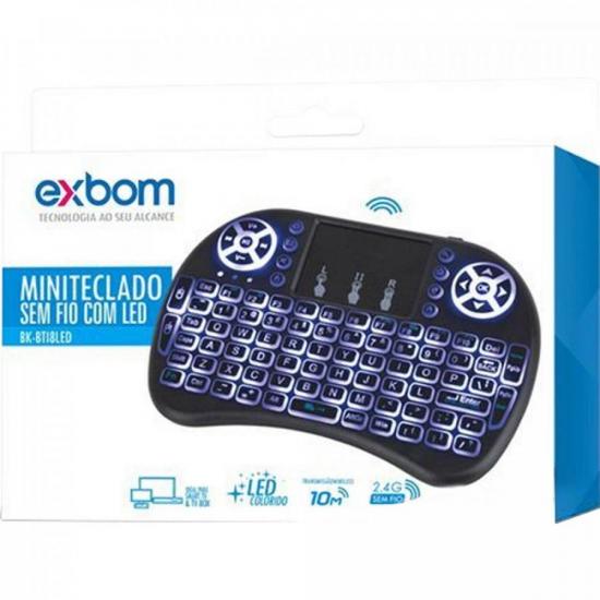Mini Teclado Exbom BK-BTI8LED Com Touchpad Wireless por 32,99 à vista no boleto/pix ou parcele em até 1x sem juros. Compre na loja Mundomax!