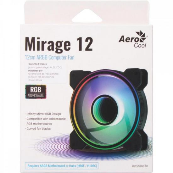 Cooler Fan Aerocool Mirage 12 ARGB por 76,00 à vista no boleto/pix ou parcele em até 3x sem juros. Compre na loja Mundomax!