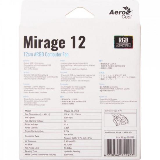 Cooler Fan Aerocool Mirage 12 ARGB por 76,00 à vista no boleto/pix ou parcele em até 3x sem juros. Compre na loja Mundomax!