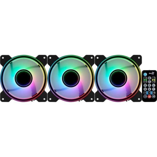 Kit 3 Coolers Aerocool Mirage 12 Pro ARGB + Hub + Controle por 244,99 à vista no boleto/pix ou parcele em até 9x sem juros. Compre na loja Mundomax!