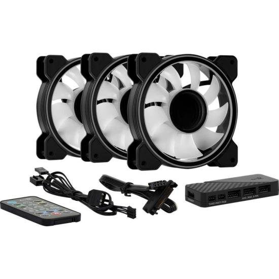 Kit 3 Coolers Aerocool Mirage 12 Pro ARGB + Hub + Controle por 244,99 à vista no boleto/pix ou parcele em até 9x sem juros. Compre na loja Mundomax!