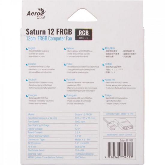 Cooler Fan Aerocool Saturn 12 FRGB por 38,97 à vista no boleto/pix ou parcele em até 1x sem juros. Compre na loja Aerocool!