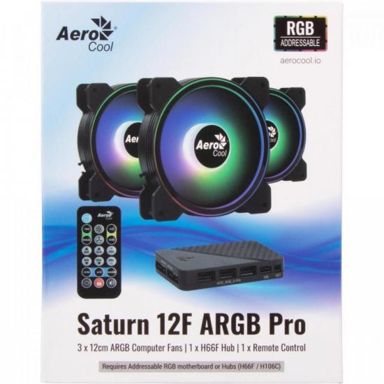 Kit 3 Coolers Aerocool Saturn 12 Pro ARGB + Hub + Controle por 268,71 à vista no boleto/pix ou parcele em até 10x sem juros. Compre na loja Aerocool!