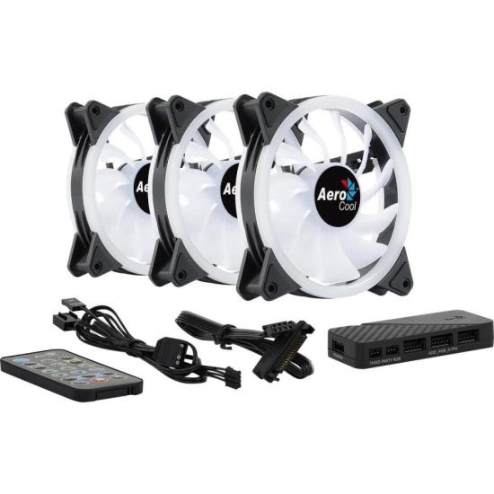 Kit Com 3 Coolers Aerocool Duo 12 Pro ARGB + Hub + Controle por 257,96 à vista no boleto/pix ou parcele em até 10x sem juros. Compre na loja Aerocool!