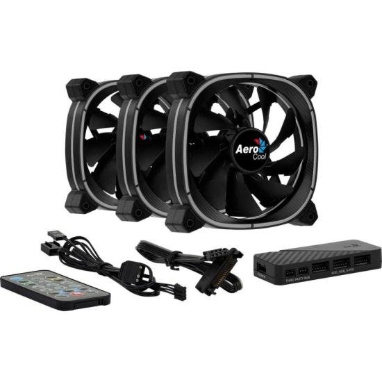 Kit 3 Coolers Aerocool Astro 12 Pro ARGB + Hub + Controle por 295,00 à vista no boleto/pix ou parcele em até 10x sem juros. Compre na loja Mundomax!