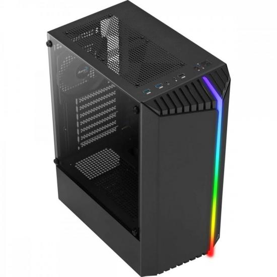 Gabinete Gamer Aerocool Bionic Preto RGB Lateral Vidro por 356,99 à vista no boleto/pix ou parcele em até 10x sem juros. Compre na loja Mundomax!