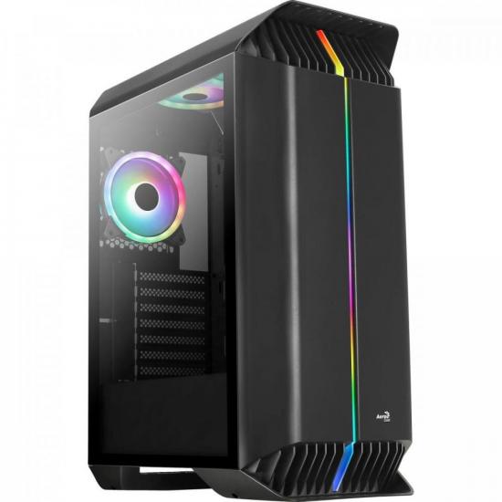 Gabinete Gamer Aerocool Gladiator Preto RGB Lateral Vidro por 645,05 à vista no boleto/pix ou parcele em até 10x sem juros. Compre na loja Aerocool!
