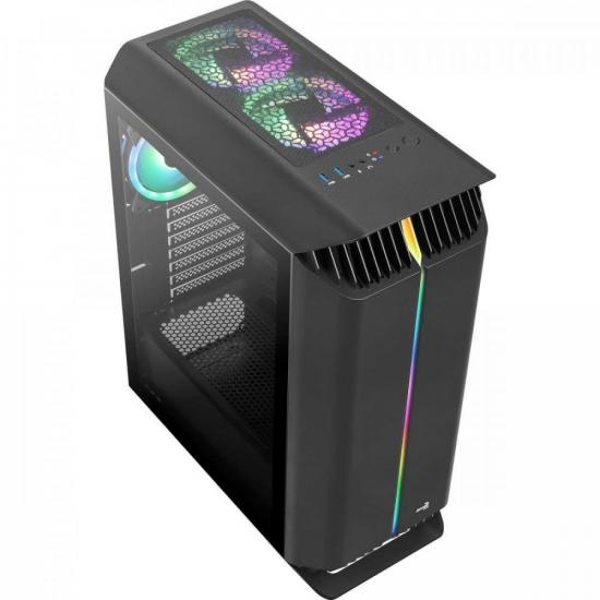 Gabinete Gamer Aerocool Gladiator Preto RGB Lateral Vidro por 645,05 à vista no boleto/pix ou parcele em até 10x sem juros. Compre na loja Aerocool!