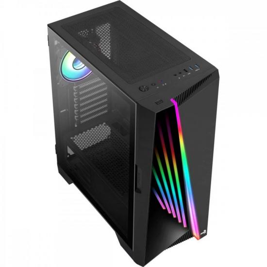 Gabinete Gamer Aerocool Mirage Preto RGB Lateral Vidro por 455,11 à vista no boleto/pix ou parcele em até 10x sem juros. Compre na loja Aerocool!