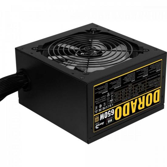 Fonte Gamer ATX Aerocool DORADO 650W 80 Plus Gold APFC por 599,00 à vista no boleto/pix ou parcele em até 10x sem juros. Compre na loja Mundomax!