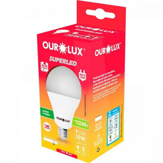 Lâmpada LED 30W Superled Bivolt Branca OUROLUX por 48,90 à vista no boleto/pix ou parcele em até 1x sem juros. Compre na loja Mundomax!