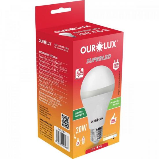 Lâmpada LED 20W Superled Bivolt Branca OUROLUX por 28,90 à vista no boleto/pix ou parcele em até 1x sem juros. Compre na loja Mundomax!