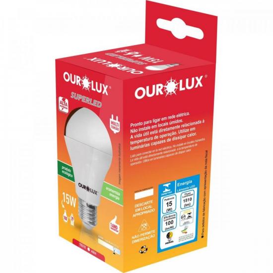Lâmpada LED 15W Superled Bivolt Branca OUROLUX por 16,99 à vista no boleto/pix ou parcele em até 1x sem juros. Compre na loja Mundomax!