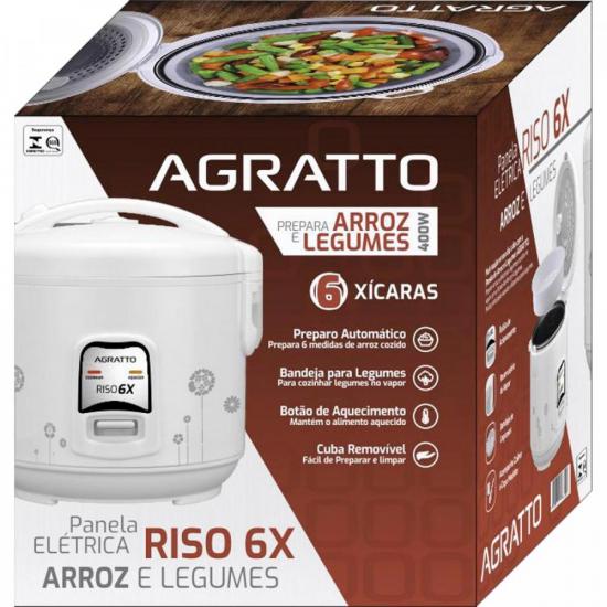 Panela Elétrica de Arroz Agratto PA6X Riso 400W 127v por 169,00 à vista no boleto/pix ou parcele em até 6x sem juros. Compre na loja Mundomax!