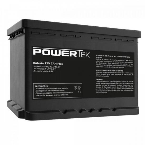 Bateria Selada 12V 7Ah Flex EN012 Powertek por 78,90 à vista no boleto/pix ou parcele em até 3x sem juros. Compre na loja Mundomax!