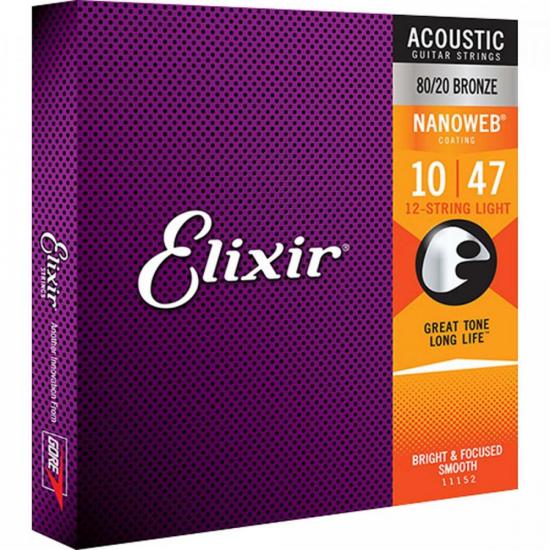 Encordoamento Para Violão .010 Light Bronze Nanoweb 11152 Elixir (74159)
