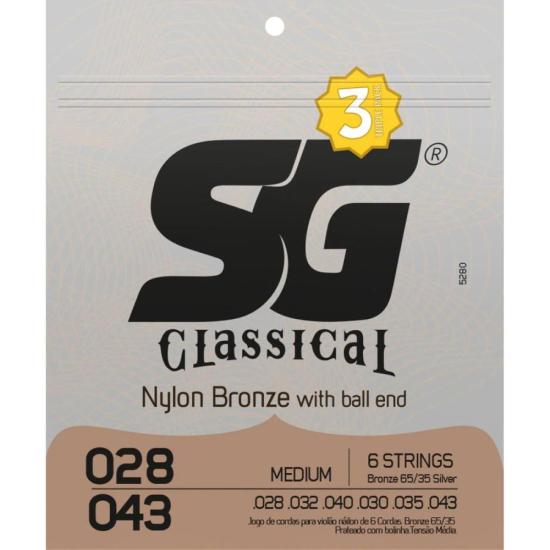 Encordoamento para Violão SG de Nylon Bronze Medium Pack (embalagem c/ 3 uni.) (74194)