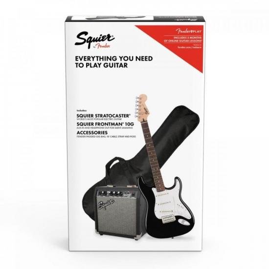 Kit Guitarra SQUIER Stratocaster Preta + Frontman 10G + Acessórios por 2.799,99 à vista no boleto/pix ou parcele em até 12x sem juros. Compre na loja Mundomax!