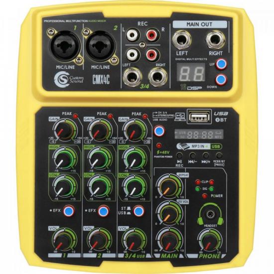 Mixer e Interface de Audio USB 4 Canais CMX 4C Amarelo CUSTOM por 442,90 à vista no boleto/pix ou parcele em até 10x sem juros. Compre na loja Mundomax!