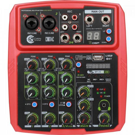 Mixer e Interface de Audio USB 4 Canais CMX 4C Vermelho CUSTOM por 442,90 à vista no boleto/pix ou parcele em até 10x sem juros. Compre na loja Mundomax!