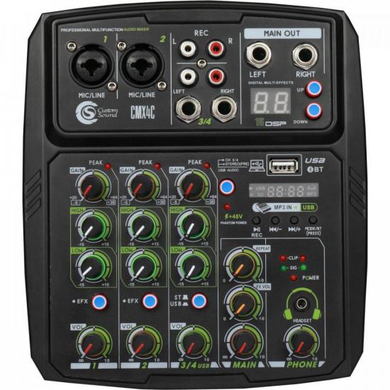 Mixer e Interface de Audio USB 4 Canais CMX 4C Preto CUSTOM (74265)