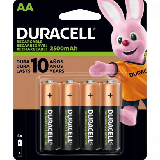 Pilha Recarregável AA 2500mAh (C/4 Pilhas) Duracell  por 122,99 à vista no boleto/pix ou parcele em até 4x sem juros. Compre na loja Mundomax!