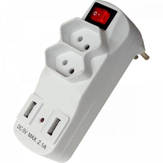 Adaptador 3P 10A com 2T + 2 USB 2,1A MEGATRON por 50,90 à vista no boleto/pix ou parcele em até 2x sem juros. Compre na loja Mundomax!