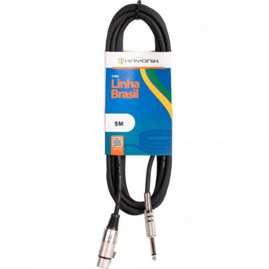 Cabo para Microfone Linha BRASIL XLR(F) X P10 5M Preto HAYONIK (74559)