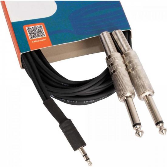 Cabo de Áudio HAYONIK Linha Brasil P2 Estéreo x 2 P10 Mono 5m Preto por 70,00 à vista no boleto/pix ou parcele em até 2x sem juros. Compre na loja Mundomax!