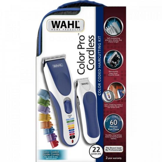 Kit Máquina de Corte e Aparador Wahl Color Pro Cordless por 270,00 à vista no boleto/pix ou parcele em até 10x sem juros. Compre na loja Mundomax!