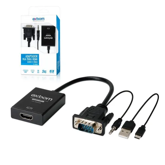 Conversor de VGA para HDMI Transmissor CC-VHA30 Preto EXBOM (74603)