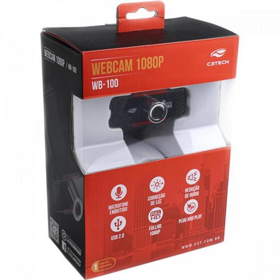 Webcam C3Tech WB-100BK Full HD 1080P Preto por 160,00 à vista no boleto/pix ou parcele em até 6x sem juros. Compre na loja Mundomax!