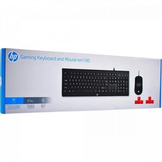 Teclado e mouse USB Gamer KM100 Preto HP por 116,90 à vista no boleto/pix ou parcele em até 4x sem juros. Compre na loja Mundomax!