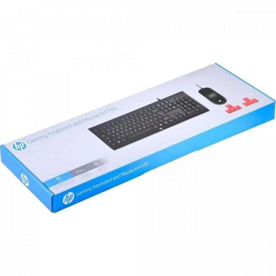 Teclado e mouse USB Gamer KM100 Preto HP por 116,90 à vista no boleto/pix ou parcele em até 4x sem juros. Compre na loja Mundomax!