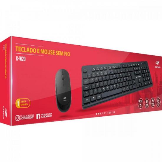 Kit Teclado e Mouse C3Tech K-W20BK Sem Fio Preto por 99,00 à vista no boleto/pix ou parcele em até 3x sem juros. Compre na loja Mundomax!
