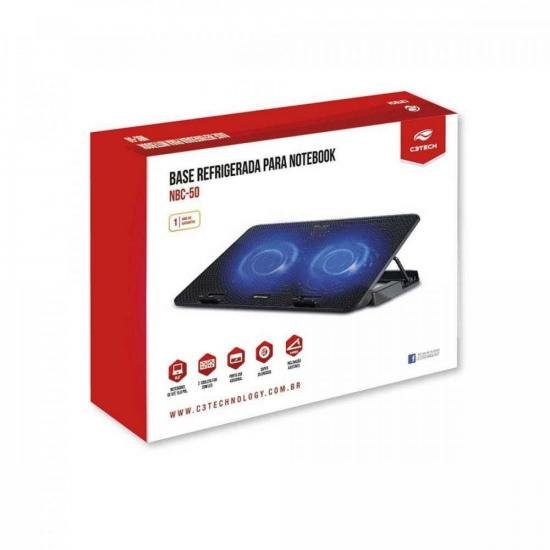 Suporte Para Notebook Com Cooler NBC-50BK C3Tech por 69,00 à vista no boleto/pix ou parcele em até 2x sem juros. Compre na loja Mundomax!