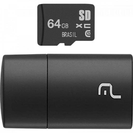Leitor USB com Cartão SD 64GB MULTILASER por 75,90 à vista no boleto/pix ou parcele em até 3x sem juros. Compre na loja Mundomax!