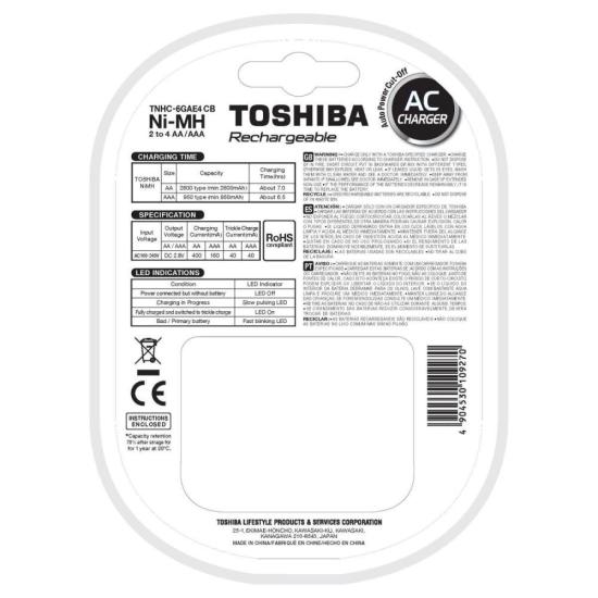 Carregador de Pilhas TNHC-6GAE4 CB (C/4 Pilhas AA 2600mAh) Toshiba por 178,00 à vista no boleto/pix ou parcele em até 7x sem juros. Compre na loja Mundomax!