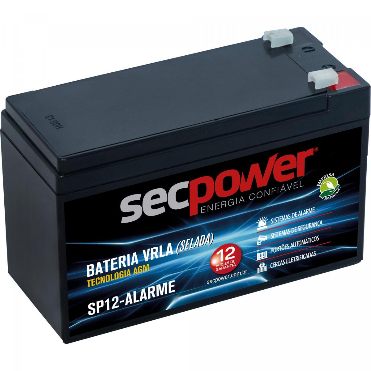 Bateria Chumbo Ácida AGM VRLA SP12-ALARME SEC POWER - Mundomax
