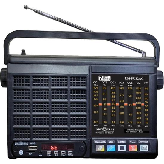 Rádio Portátil Motobras RM-PU32AC 7 Faixas Preto por 410,00 à vista no boleto/pix ou parcele em até 10x sem juros. Compre na loja Mundomax!