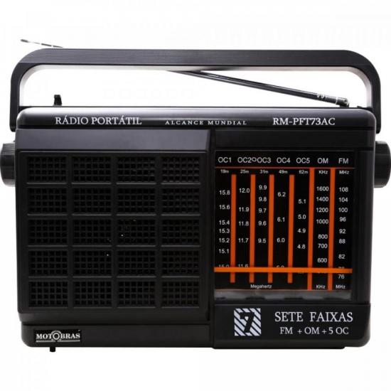 Rádio Portátil 7 Faixas FM+OM+5OC RM-PFT73AC Preto MOTOBRAS (75100)