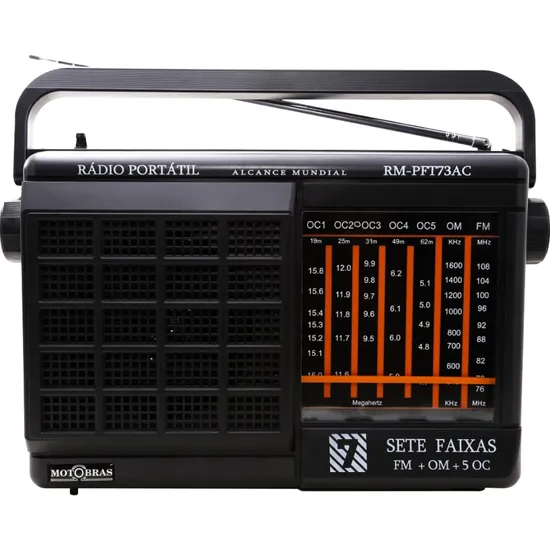 Rádio Portátil Motobras RM-PFT73AC 7 Faixas Preto (75100)