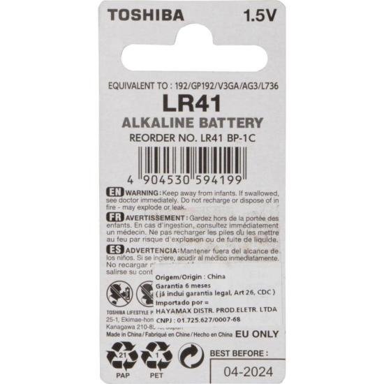 Pilha Botão Alcalina LR41 (C/1 Pilha) Toshiba  por 7,00 à vista no boleto/pix ou parcele em até 1x sem juros. Compre na loja Mundomax!