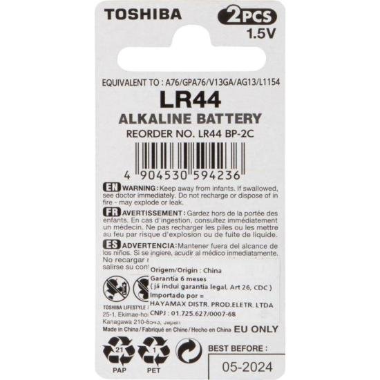 Pilha Botão Alcalina LR44 (C/2 Pilhas) Toshiba por 14,00 à vista no boleto/pix ou parcele em até 1x sem juros. Compre na loja Mundomax!