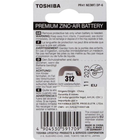 Pilha Auditiva PR41 312 (C/6 Pilhas) Toshiba por 30,00 à vista no boleto/pix ou parcele em até 1x sem juros. Compre na loja Mundomax!