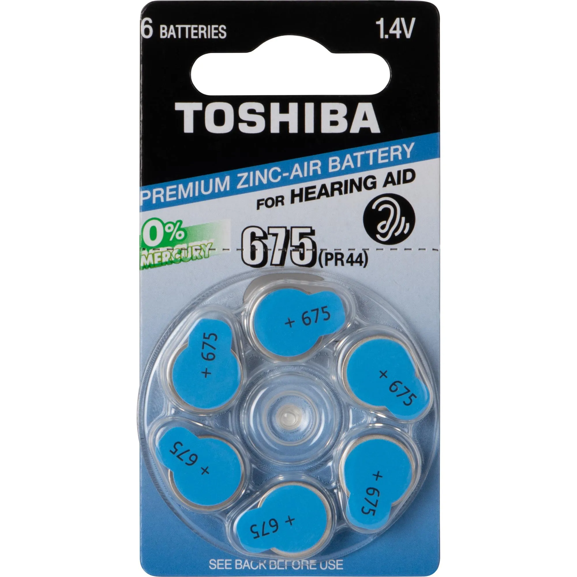 Pilha Auditiva PR44 675 (C/6 Pilhas) Toshiba (75269)
