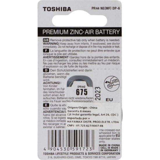 Pilha Auditiva PR44 675 (C/6 Pilhas) Toshiba por 30,00 à vista no boleto/pix ou parcele em até 1x sem juros. Compre na loja Mundomax!